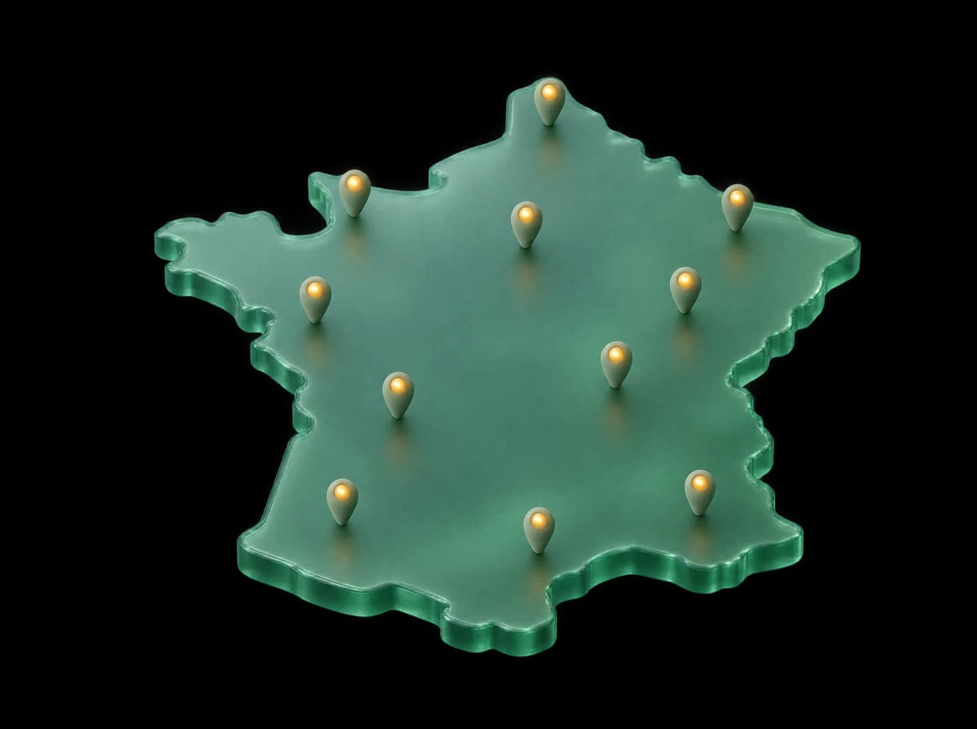 Carte de France stylisée avec les villes où Cactechus intervient